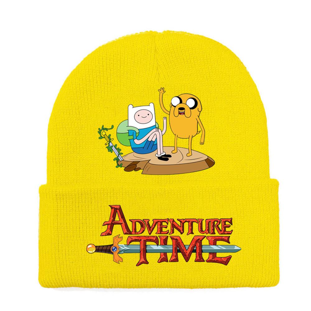 Adventure Time Cartoon Print Acrylic Knit Hat Winter Warm Unisex Beanie For Adults Teens
