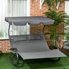 Double Sun Lounger for 2 People, Incl. Cushions and Canopy, 200 Cm X 139 Cm X 140 Cm. Dark Gray