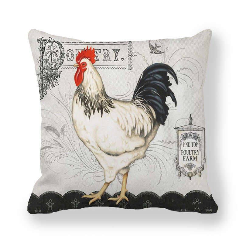 Chicken Breast Rooster Print Cushion Cover Farmhouse Home Decor Pillowcases