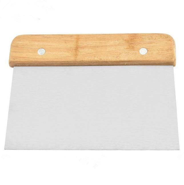 Stainless Steel Dough and Cream Scraper with Wooden Handle - Multipurpose Baking Tool