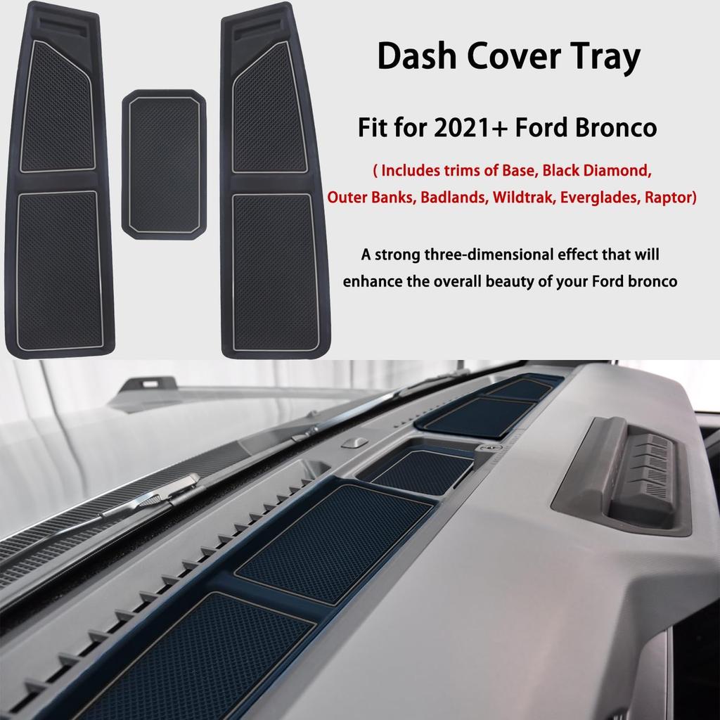 Dash Cover Tray For Ford Bronco Accessories    2024 2025 2026, Dashboard Mat, Anti-Slip Silicone Ert, Anti Dust Interior, Dash Pad Liner For Bronco