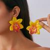 Orchid Flower Necklace Cloth Simulation Flower Earrings Personality Clavicle Chain  Ladies
