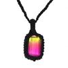 Macrame Necklace Handmade Tourmaline Natural Bohemian Quartz Thread Pendant