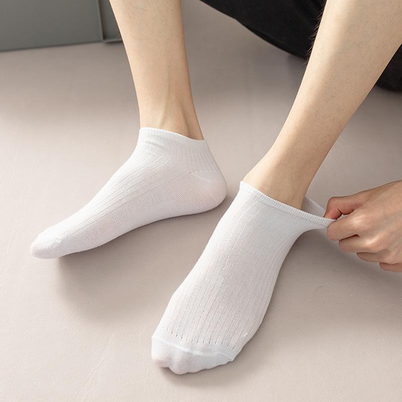 10 Pairs of Men's Spring and Autumn Pure Color Suction Strip Sweat Breathable Shallow Mouth Invisible Socks