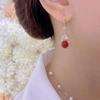 2025 Retro Red Pearl & Rhinestone Gourd Earrings for Women - Festive Light Luxury