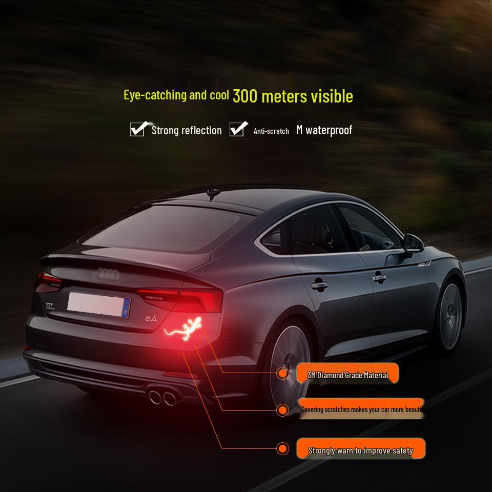3D Reflective Gecko Car Emblem: Creative Tail Sticker & Scratch Cover