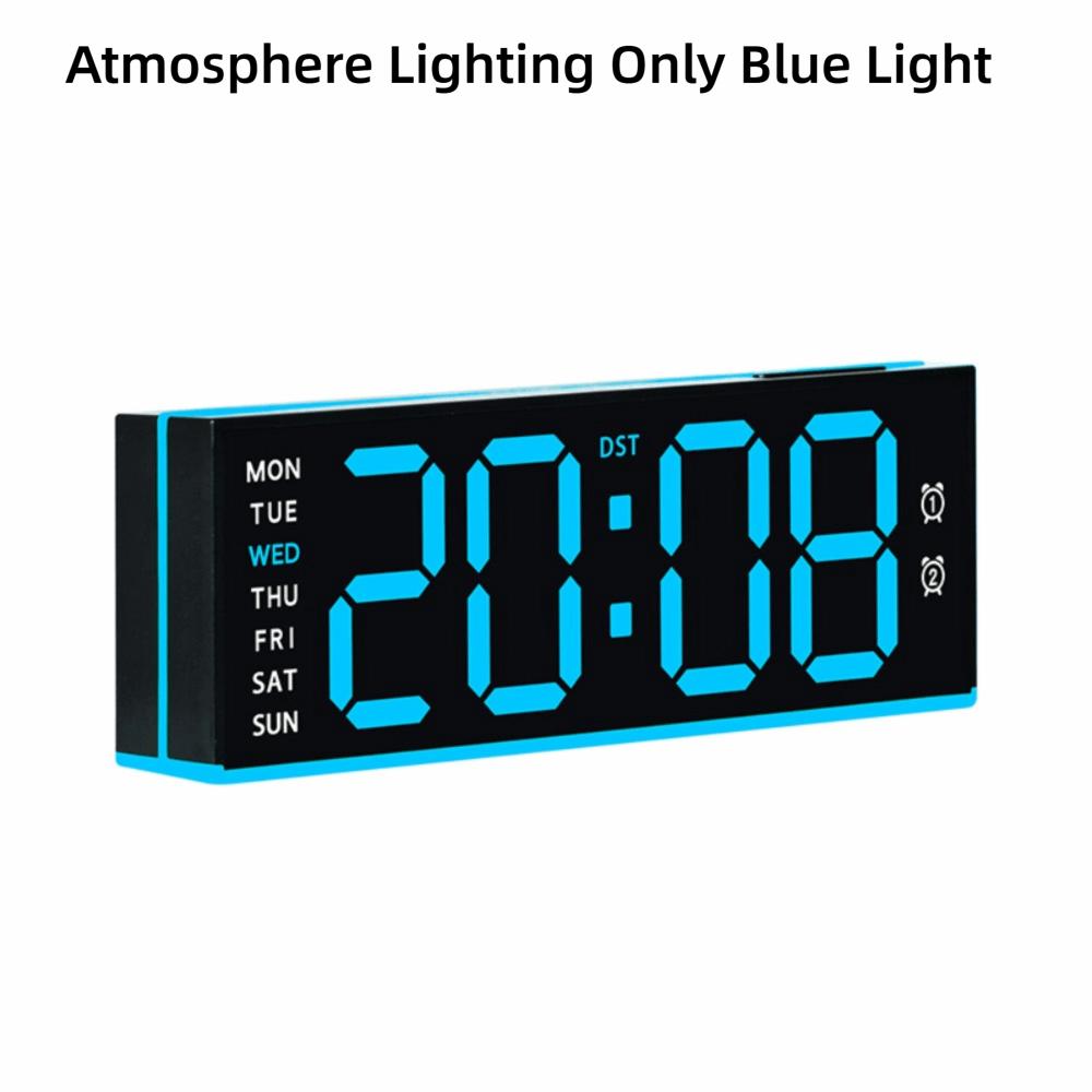 with Calendar LED Digital Clock Atmosphere Lights LED Night Light Clock  Bedroom Blue Style
