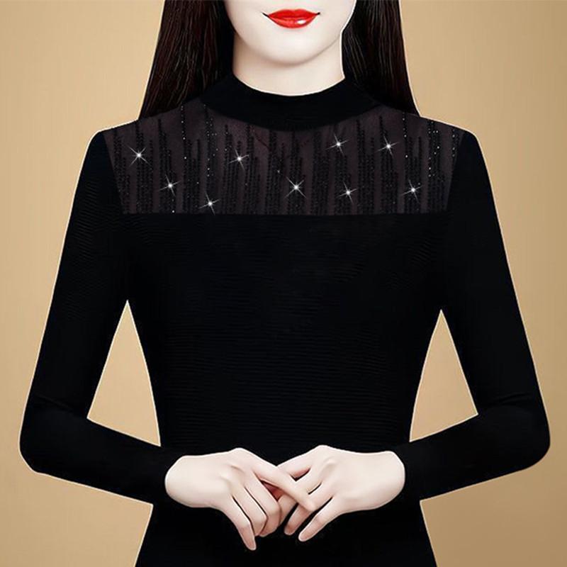 

Новая зимняя рубашка с полувысоким воротом для женщин, пуловер с длинными рукавами, модная рубашка для футболки внутри и снаружи 4XL