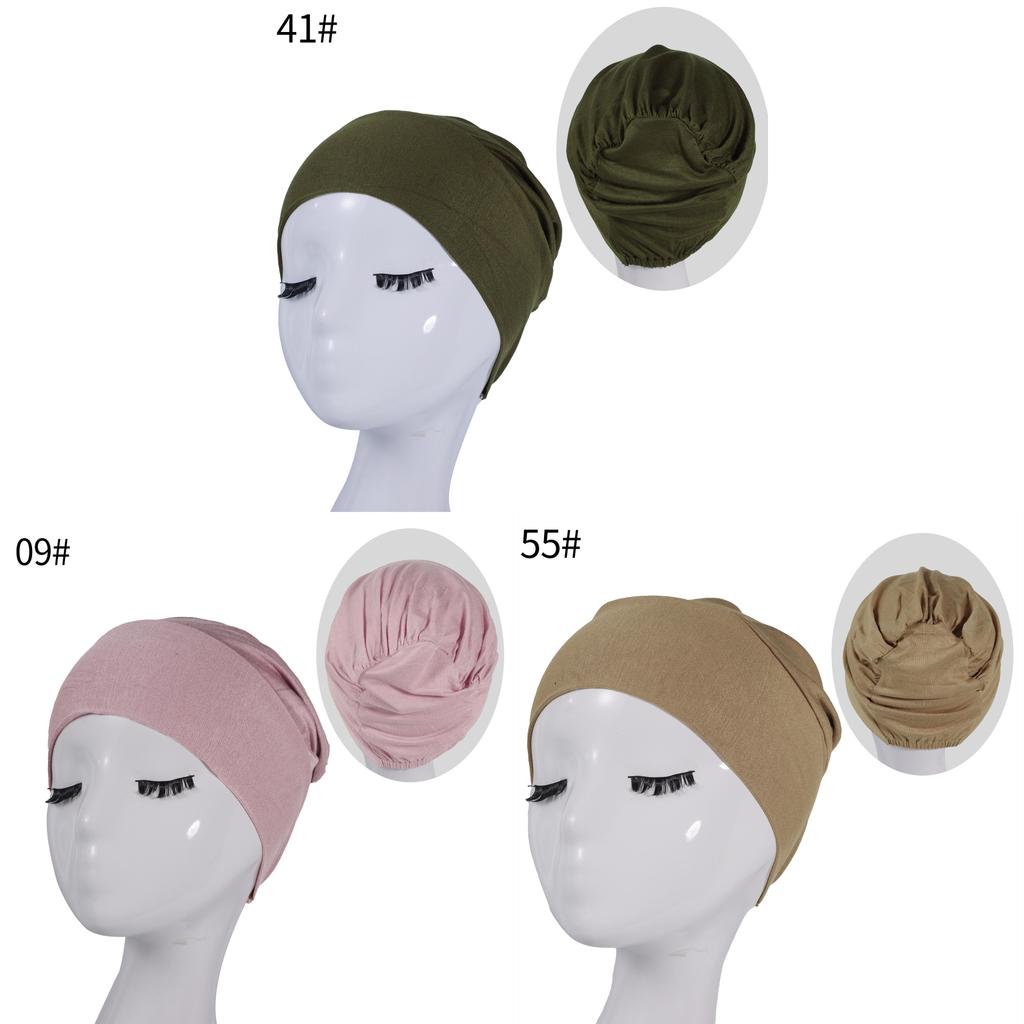 Silk Cotton Headscarf Cap With Elastic Fit For Casual Daily Wear