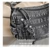 Women's Large Capacity Denim Crossbody Bag - Trendy Retro Shoulder Bag for Casual and Commute