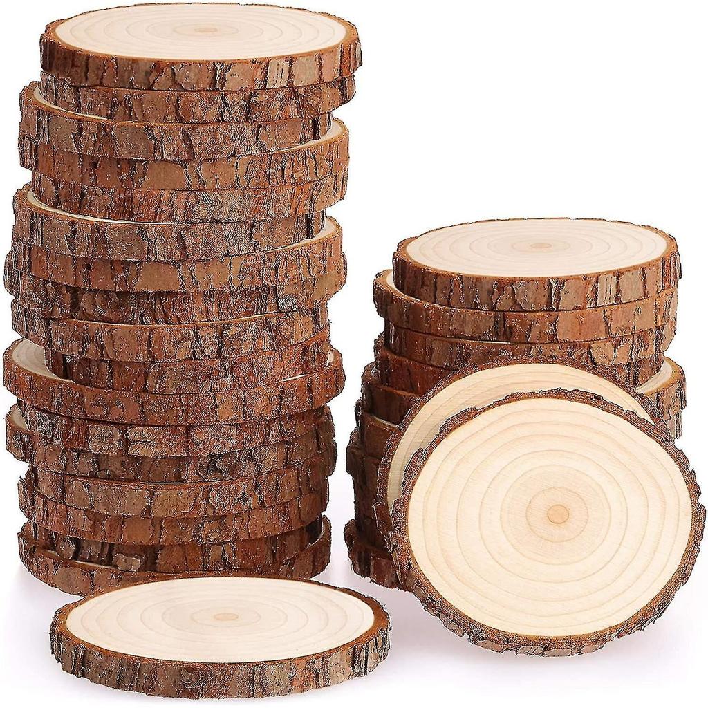 Fette di Legno 30 Pezzi 7-8cm Senza Foro Tronco Naturale Non Finito Cerchi di Legno Per Arte Regalo