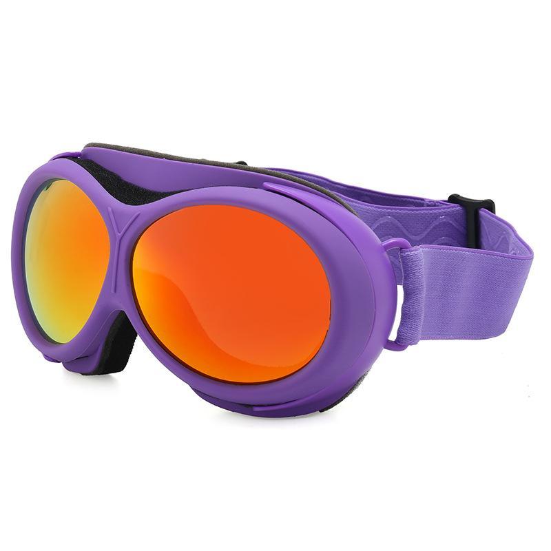 Ski Goggles Adult Double Layer Anti-Fog Colorful Round Frame Adjustable Strap Goggles for Skiing Snowboarding Sports
