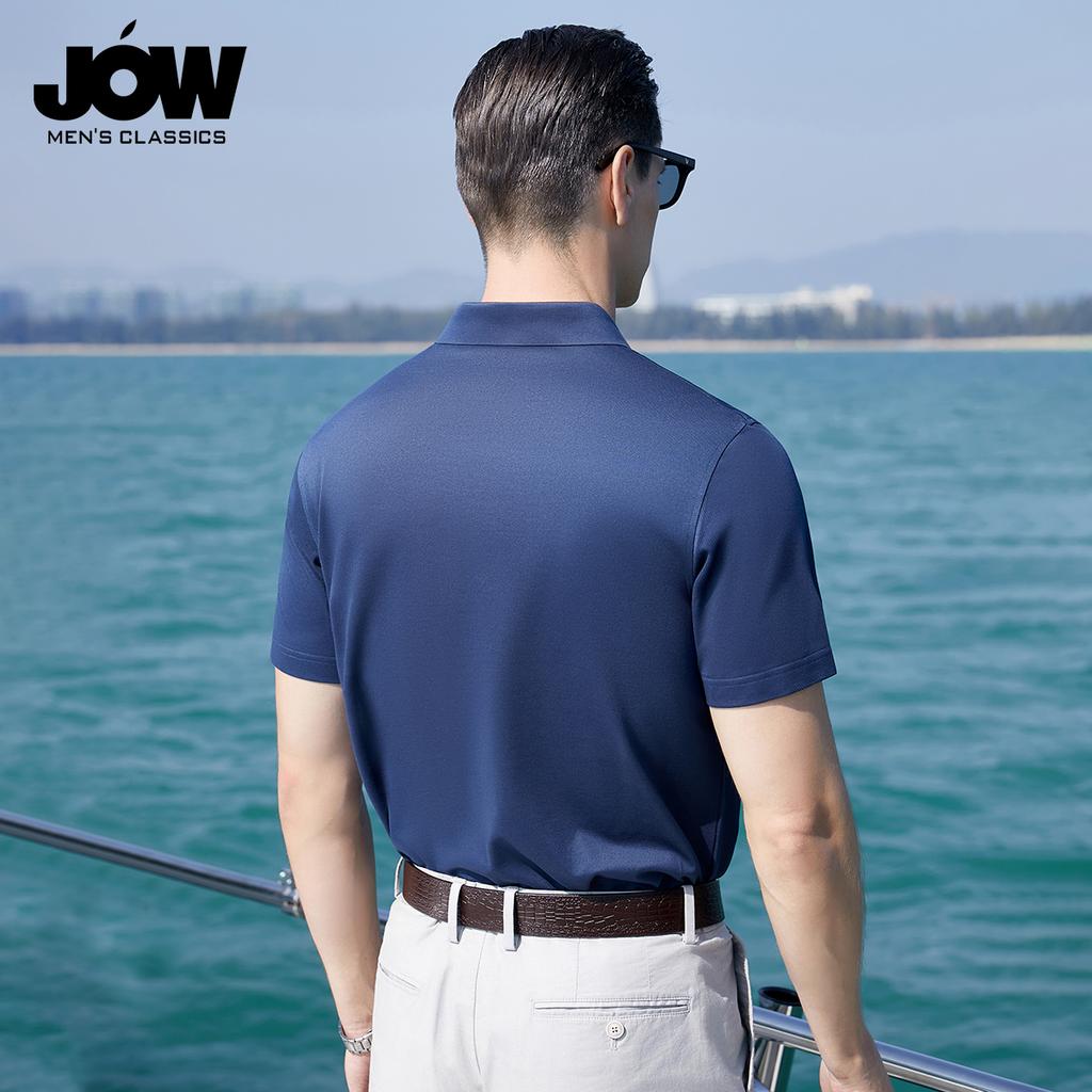 Huamao Cooling Fiber Solid Color Short-Sleeved Polo Shirt with Mulberry Silk for Men's Summer