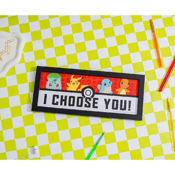 Pokemon "I Choose You" 12 x 5 Inch Framed MDF Wall Art