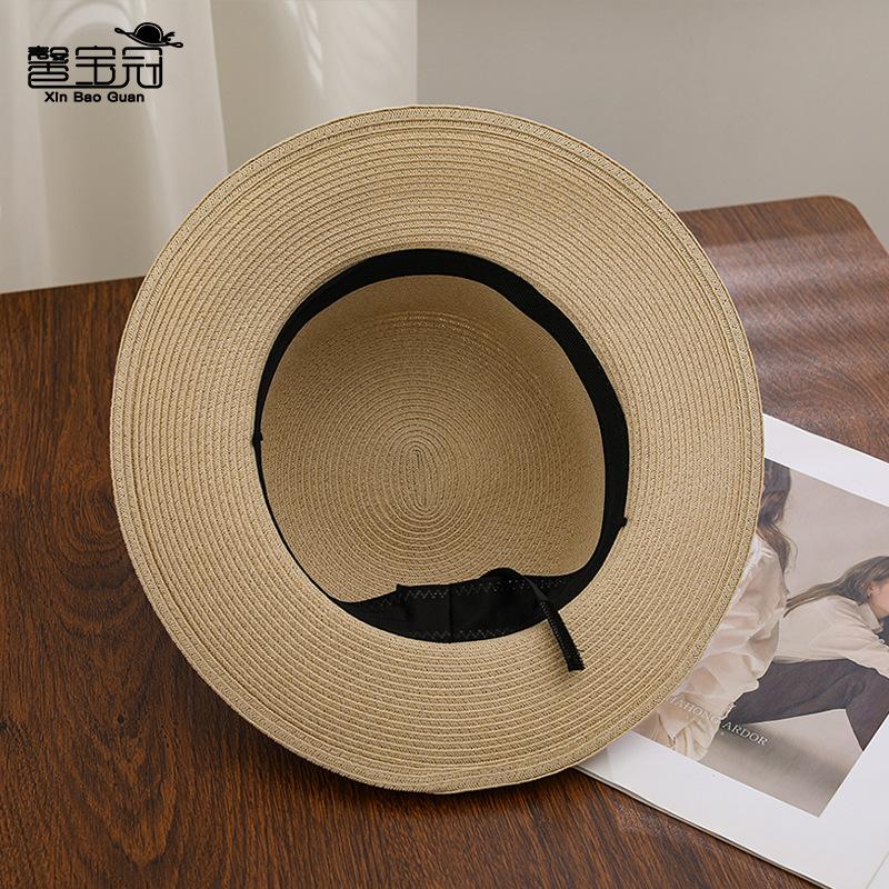 Lace pearl yarn with sun hat summer outdoor outing seaside beach big brim sun protection straw hat children