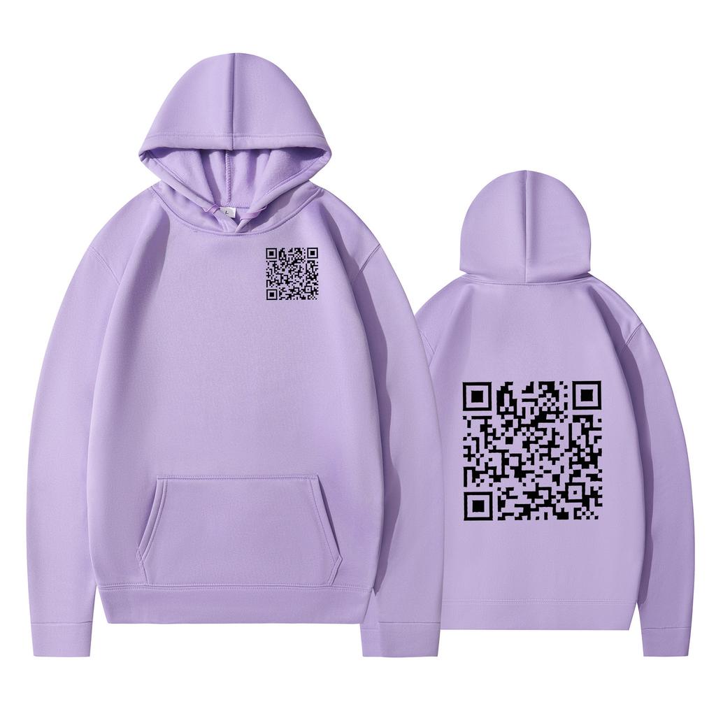 Cross-border Hoodies, New Printed Styles, QR Code Scans, Loose Men's and Women's Hoodies