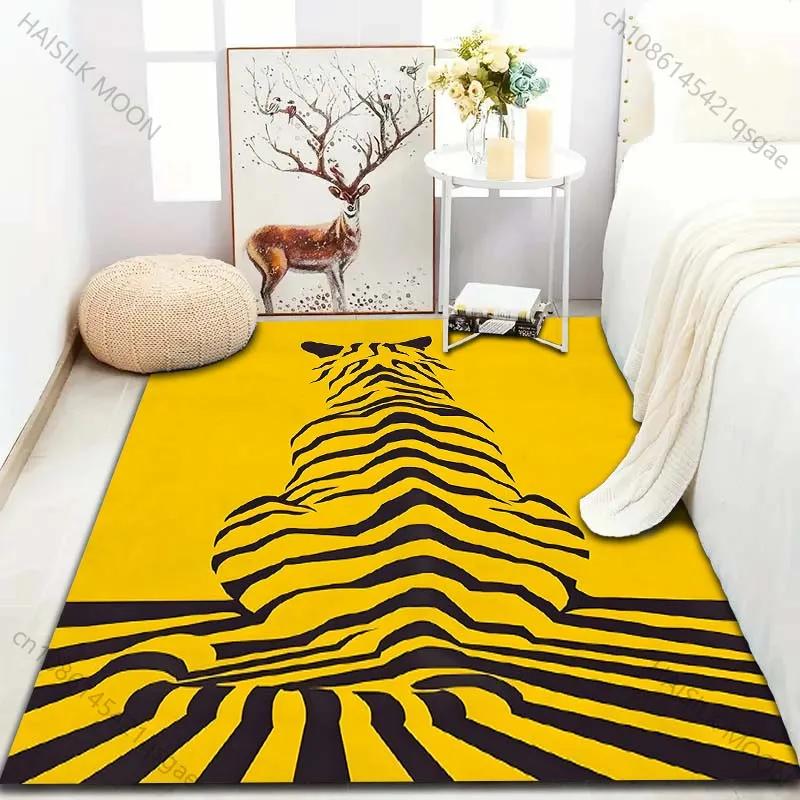 3D Unique Tiger Stripe Art Print Carpet Living Room Bedroom Bedside Sofa Floor Mat Home Non-slip Decor Area Rugs Wonderful Gift