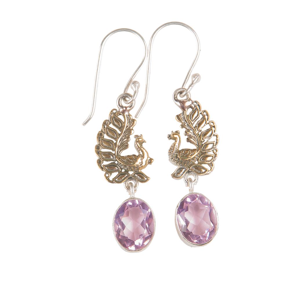 Morganit Edelstein 925 Sterlingsilber Schmuck Handgefertigt Tropfen-/Hängeohrringe 1,8" EE-88-10