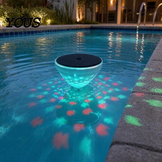 Solar Powered Swimming Pool Light Floating Light, with Dynamic Fish Projection, Color-Changing LED Lights Projection Waterproof for Pools