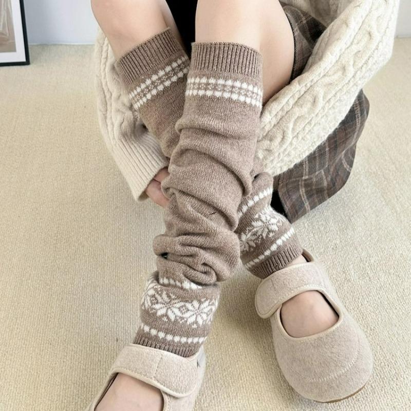 Christmas Wool Leg Warmers For Women Girls Warm Knitted Foot Cover Socks Jk Lolita Girls Long Stockings Leg Warmers Autumn Sock