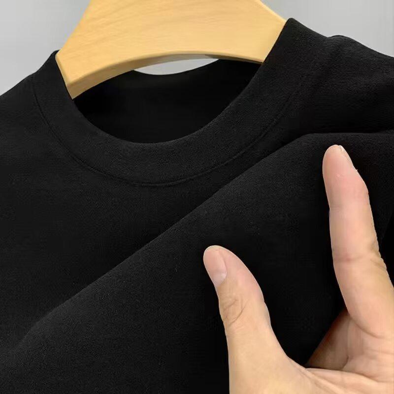 Men's German Velvet Long-Sleeve Round Neck T-Shirt - Hong Kong Style Casual Top for Autumn/Winter 2023.