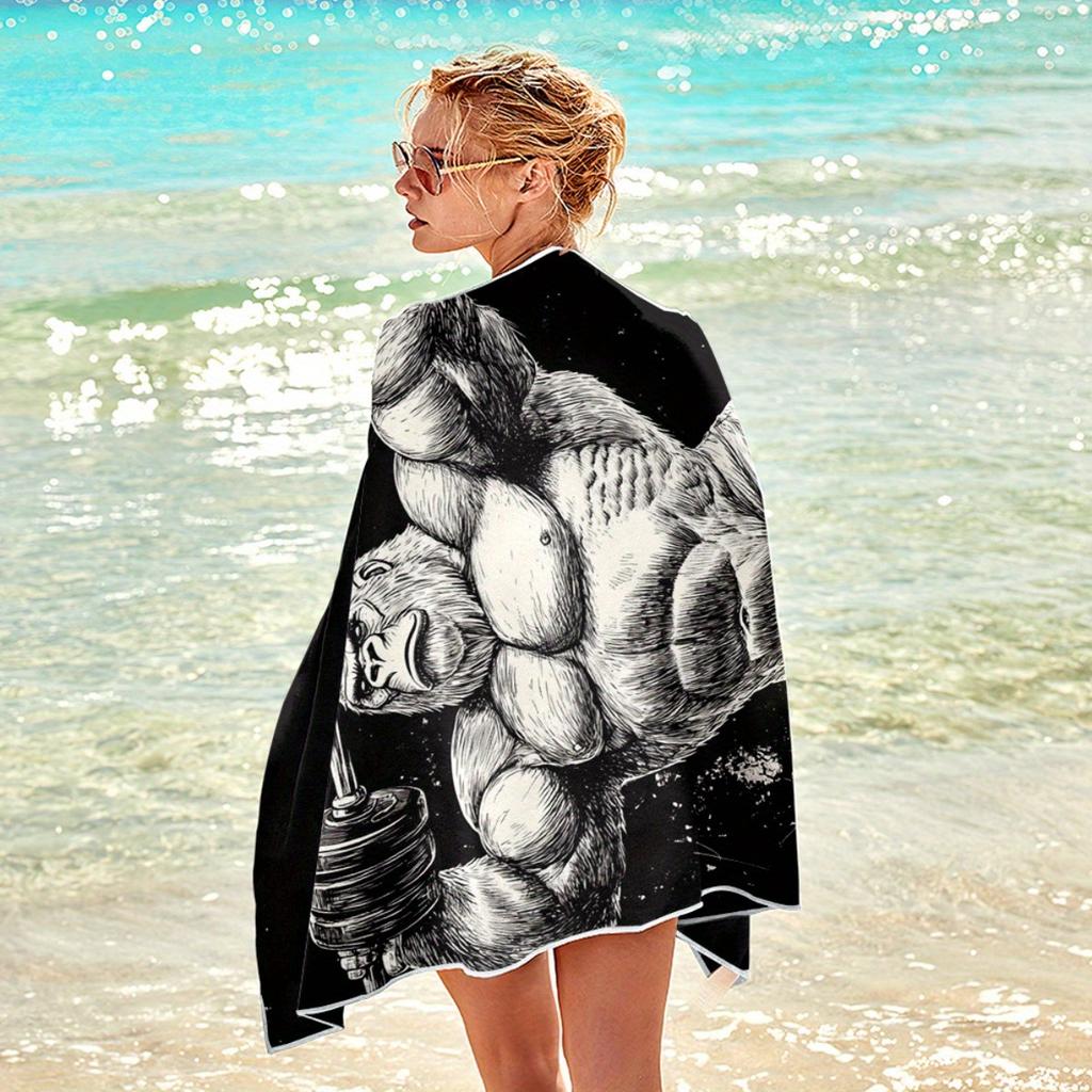 1PC Gorilla Lifting Weights Beach Towel Extra Large Quick-Dry Microfiber Sand-Free Super Absorbent Lightweight Compact for Swimm