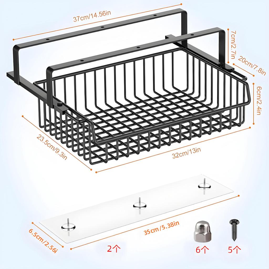 Storage rack with maximum load storage made of for desktop small item no drilling drawers, under-desk, add-on, 10kg, under-table rack, sliding, iron,