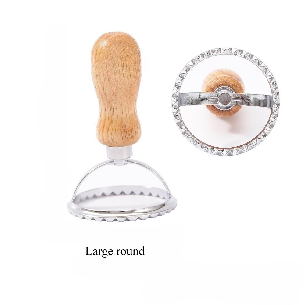 Ravioli Stempel Set, Ausstechformen mit Holzgriffen und geriffelten Kanten, geeignet für Ravioli, Pasta, Tortellini, Lasagne, Piroggen