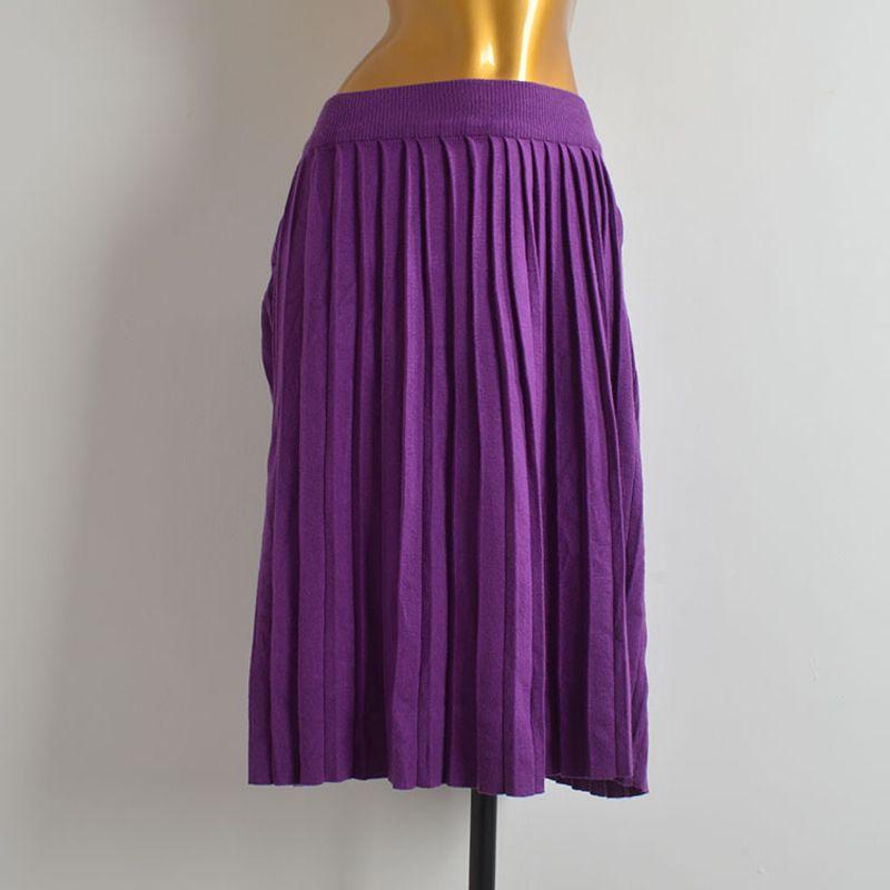 

New Arrival Pure Color Knitting Mid Length Long Length Skirt Women s Clothing Fall and Winter High Waist Slim Looking Drape Pleated Skirt Fashion Purple One size