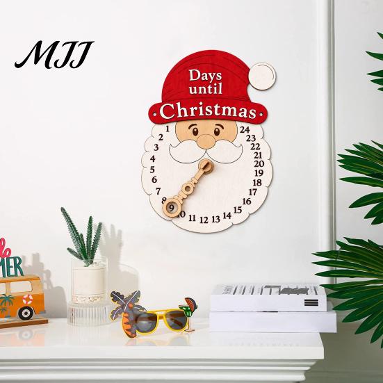 Christmas Countdown Timer Advent Calendar Wooden Hanging Sign, 24 Days Welcome Sign with Rope, Holiday Home Decor Santa Decorations For Living