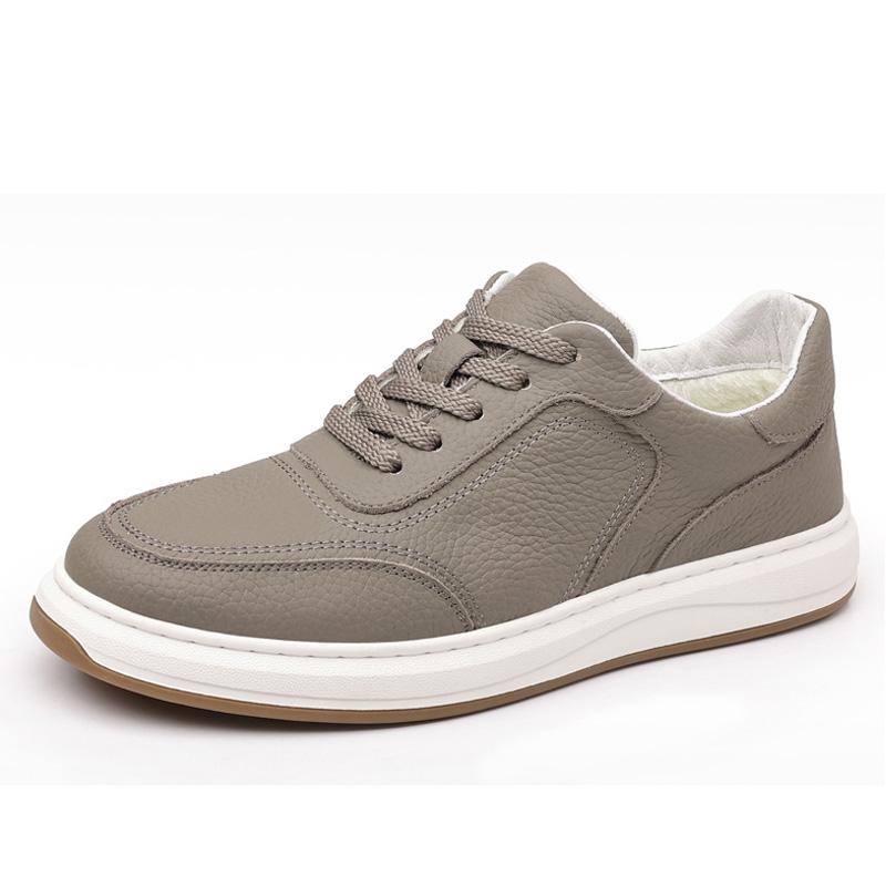 Winter Men's Casual Shoes Trend Sneakers 2024 Lace-up Genuine Leather Sneaker Men Shoes Flat Soft Sole with Fur Warm Shoe