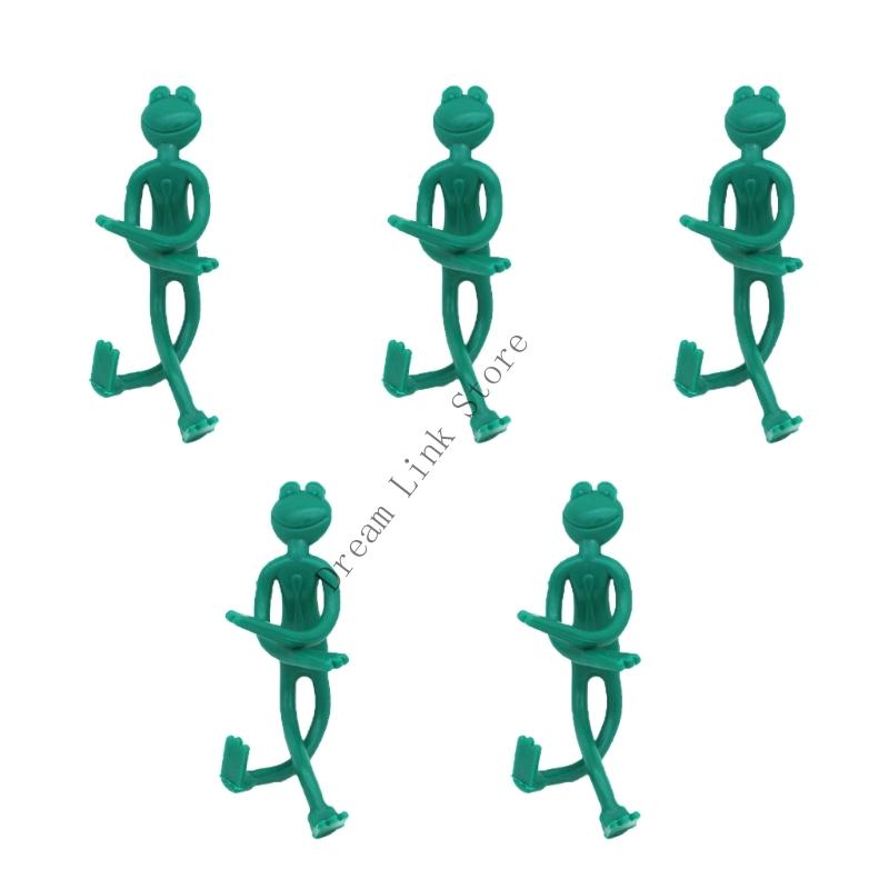 Q1FD 5Pcs Frogs Plant Stand Green Frogs Plant Frogs Plant Ties Garden Plant