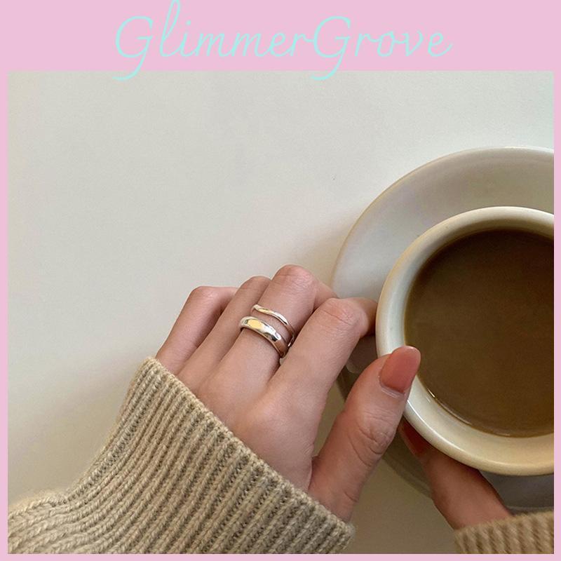 Trendy Korean Inspired Double Layer Textured Ring For Women Adjustable Size Fashion Accessory