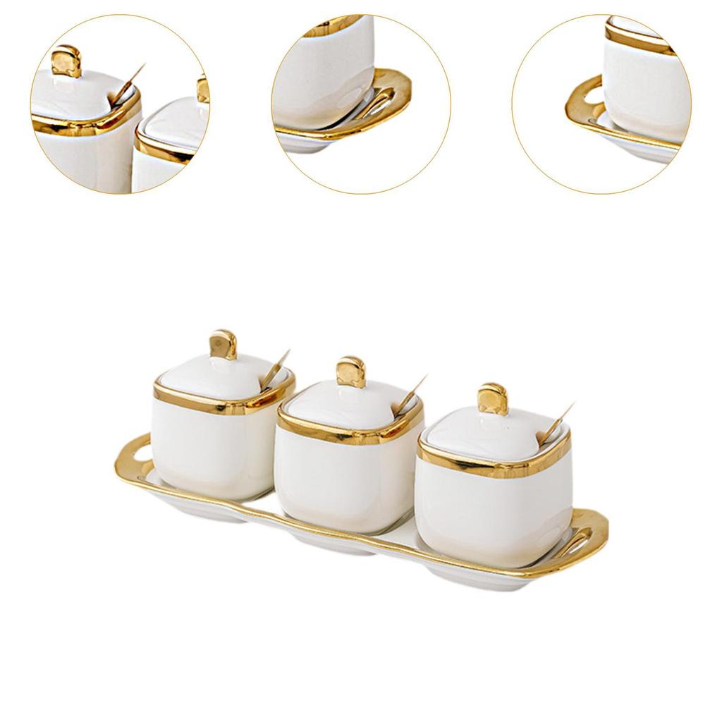 Ceramic Spice Jars Modern Pepper Seasoning Pot Box Practical Small Sugar Bowl for Restaurant Kitchen Countertop Household