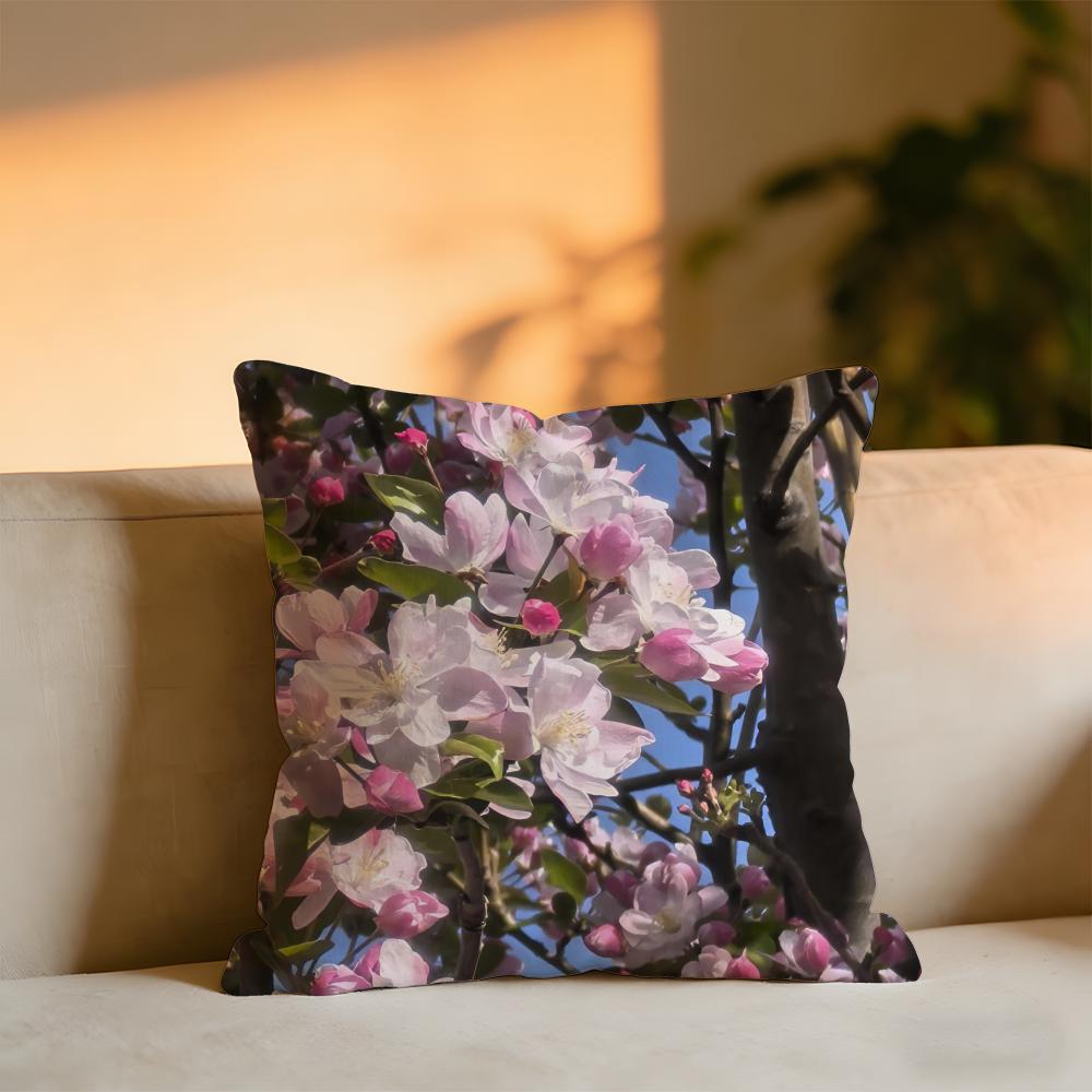 Fashion Hibiscus Cushion Cover Cozy Velvet Throw PillowSoft Warm Cushion For Sofa Bed