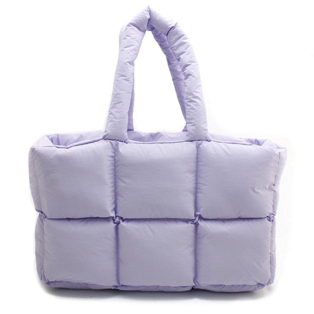 

Large Padded Tote Quilted Women Shoulder Bag Warm Cotton Space Bags for Women Designer Handbags Puffy Soft Down Shopper Purses 43x15x27cm