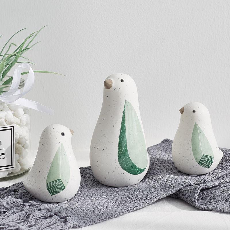 Nordic Ceramic Bird Figurine – Minimalist Living Room Decor Ornament