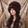 Autumn and winter plush ear protection hat knitted hat warm Lei Feng hat female real rabbit hair thickened pure handmade wool hat thickened