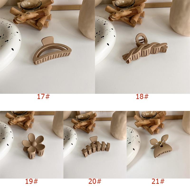 Large Frosted Brown Series Hair Clips Women Back Head Hairpin Korean Milk Coffee Shark Claw Clip Girls Hair Accessories