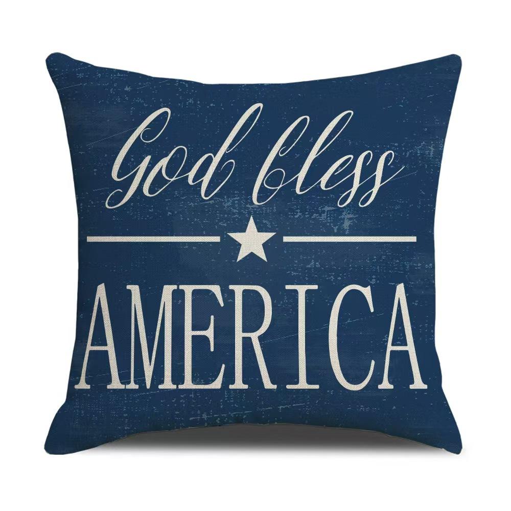 Independence Day Pillowcase Linen Printed Letters Flowers Pillowcase Home Lazy Sofa Pillowcase