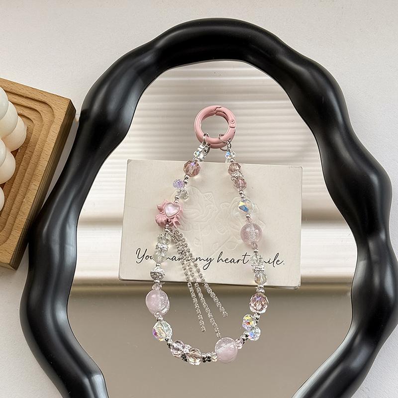 

Роскошный сверкающий кристалл бусины телефон цепочка универсальный мобильный телефон анти потеря шнурок модный изысканный брелок рюкзак украшение розовый