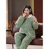 Pajamas Women's Winter Three-layer Thickened Padded Jacket Coral Fleece Lapel Super Warm Can Be Worn Outside Loungewear