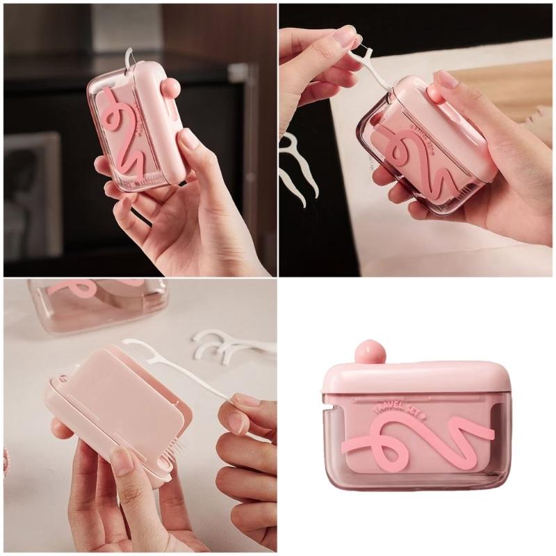 Lightweight Portable Dental Floss Pick Storage Case Transparent Dispenser for Travel and Daily Hygiene Maintenance