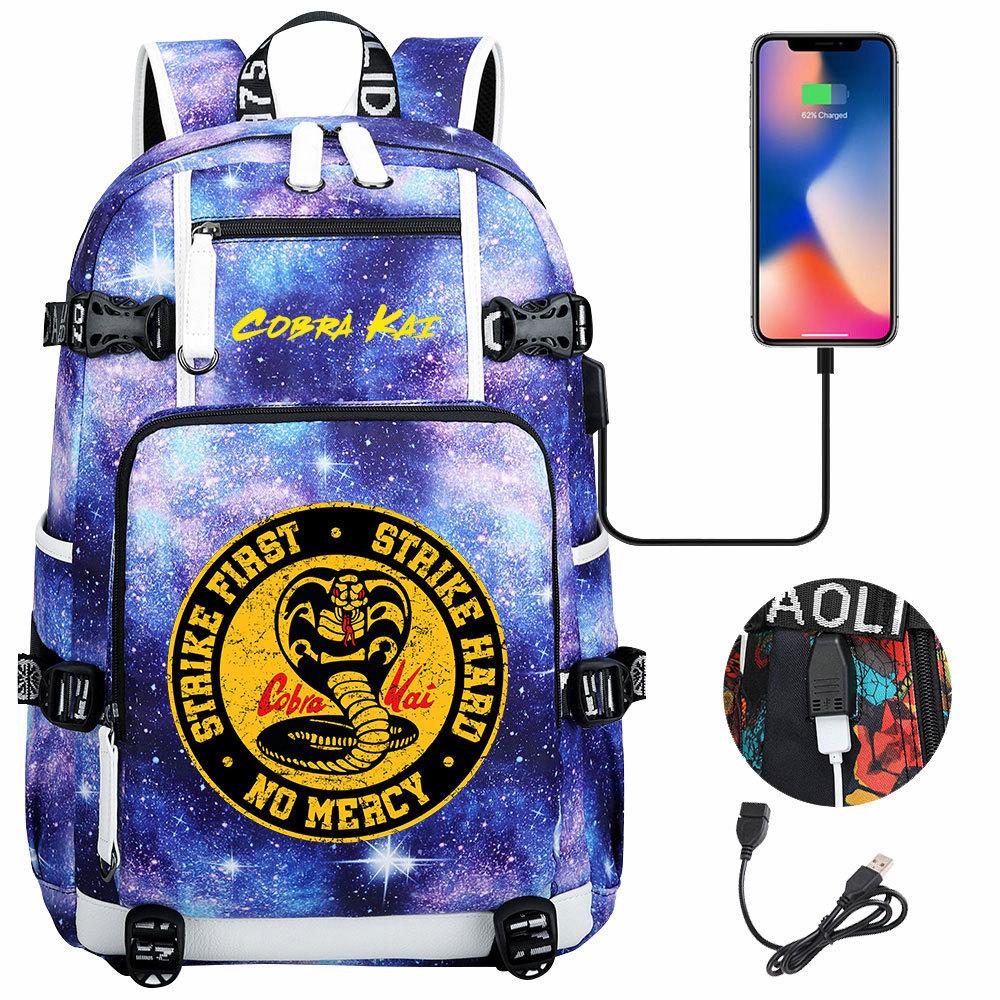 American Drama Cobra Print USB Teen Student Schoolbag Men and Women Leisure Large Capacity Travel Backpack