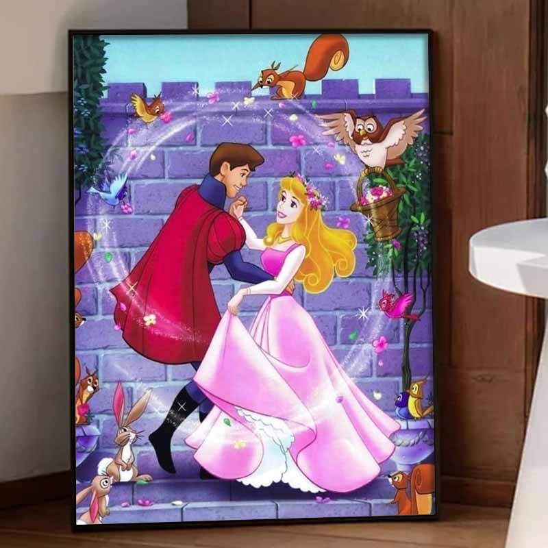 Disney Diamond Painting 5D Handmade DIY Aurora And Prince Charming Diamond Stickers Home Room Decorations Gifts