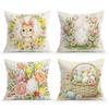 Easter Rabbit Flowers Pillowcase Printed Polyester 40/45/50Cm Throw Pillowcover Decorative Sofa Cushion Pillowslip Home Decor