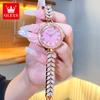 OLEVS 9971 Women's Watches Elegant Fashion Original Wristwatch Waterproof Fish Bone Strap Luminous Hand Diamond Bezel Reloj