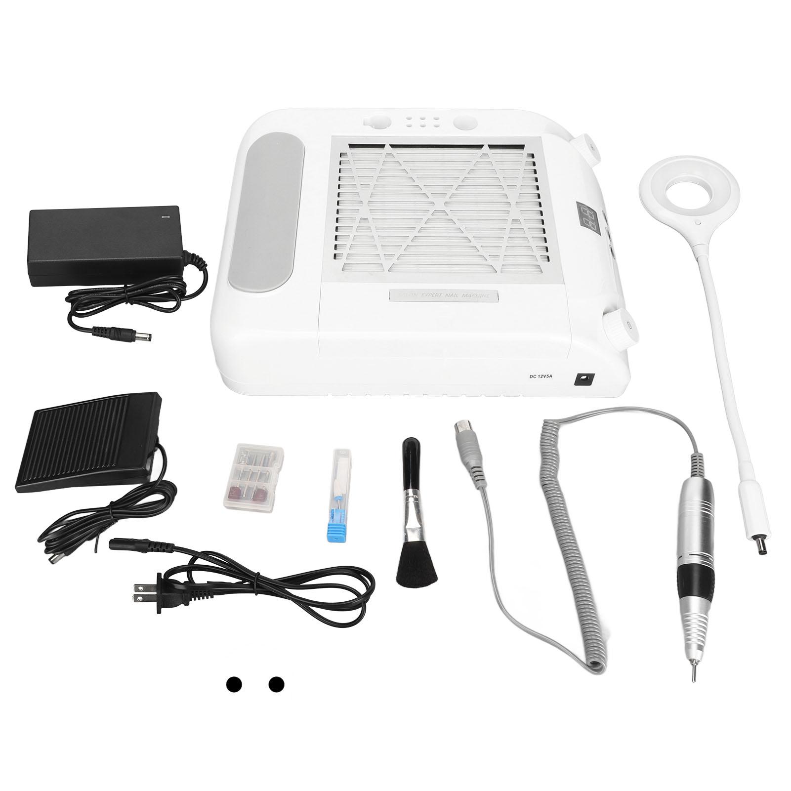 

108W 6 in 1 Nail Drill Machine Polishing Machine With Lamp Nail Vacuum Cleaner Nail Art Machine US Plug