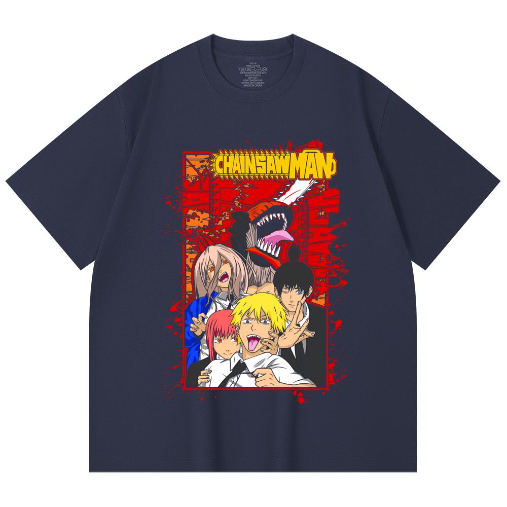 230 Gsm 100% Cotton Chainsaw Man V26 Print Unisex Heavy Cotton T Shirt