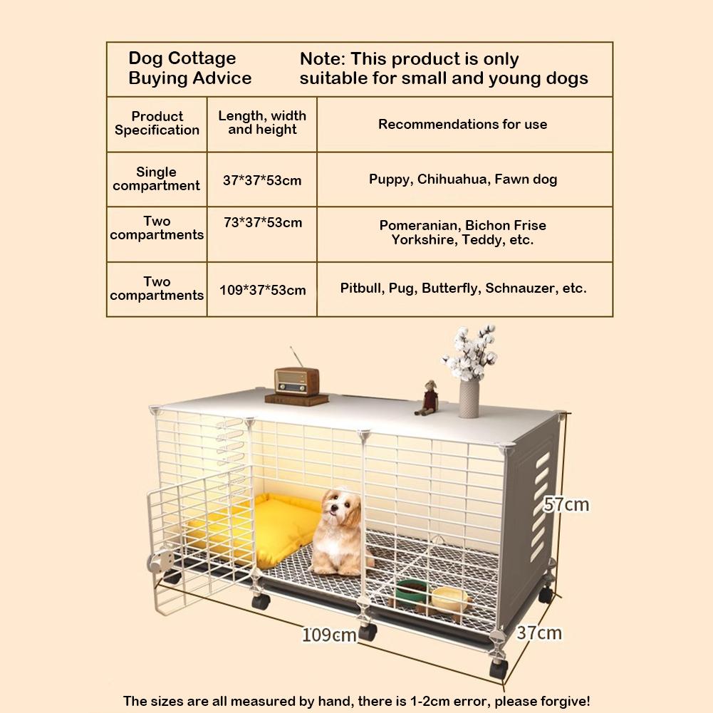 Dog Crate End Table with Wheels & Tray Dog Cage Crate Wired Cage Crate Dog Kennels Wire Dogs Kennel for Large/Medium Dog